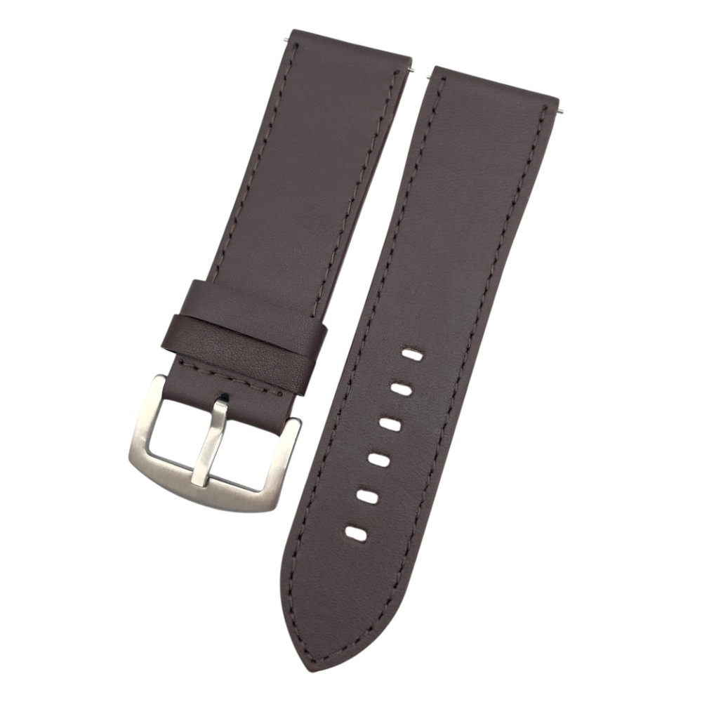 26 mm Spor S Düz Kahverengi Deri Saat Kordonu